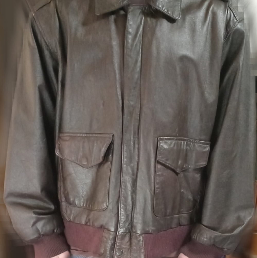BurksBay men's brown leather bomber jacket